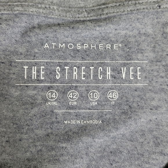 Atmosphere 'The Stretch Vee' Gray Short Sleeve V-Neck T-Shirt Women's Size 10 - Picture 3 of 5